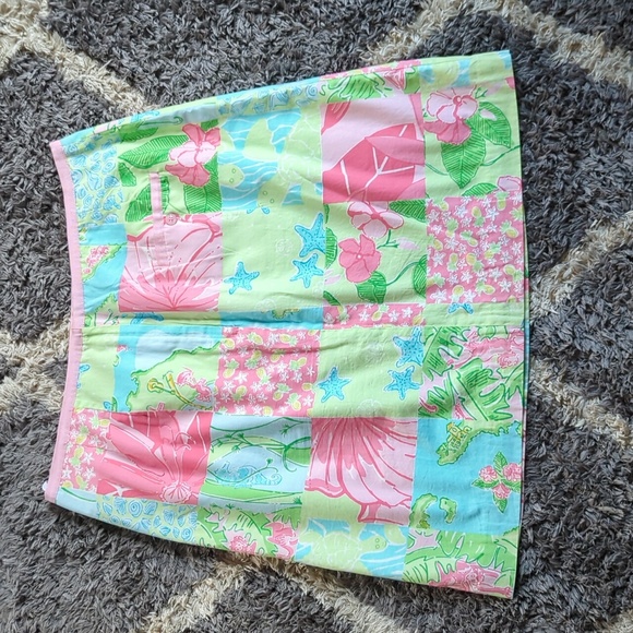 Vintage Lily Pulitzer Patchwork 100% Cotton Floral Skirt Size 14 - Picture 6 of 7